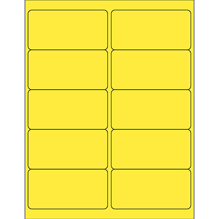 4 x 2" Yellow Rectangle Laser Labels